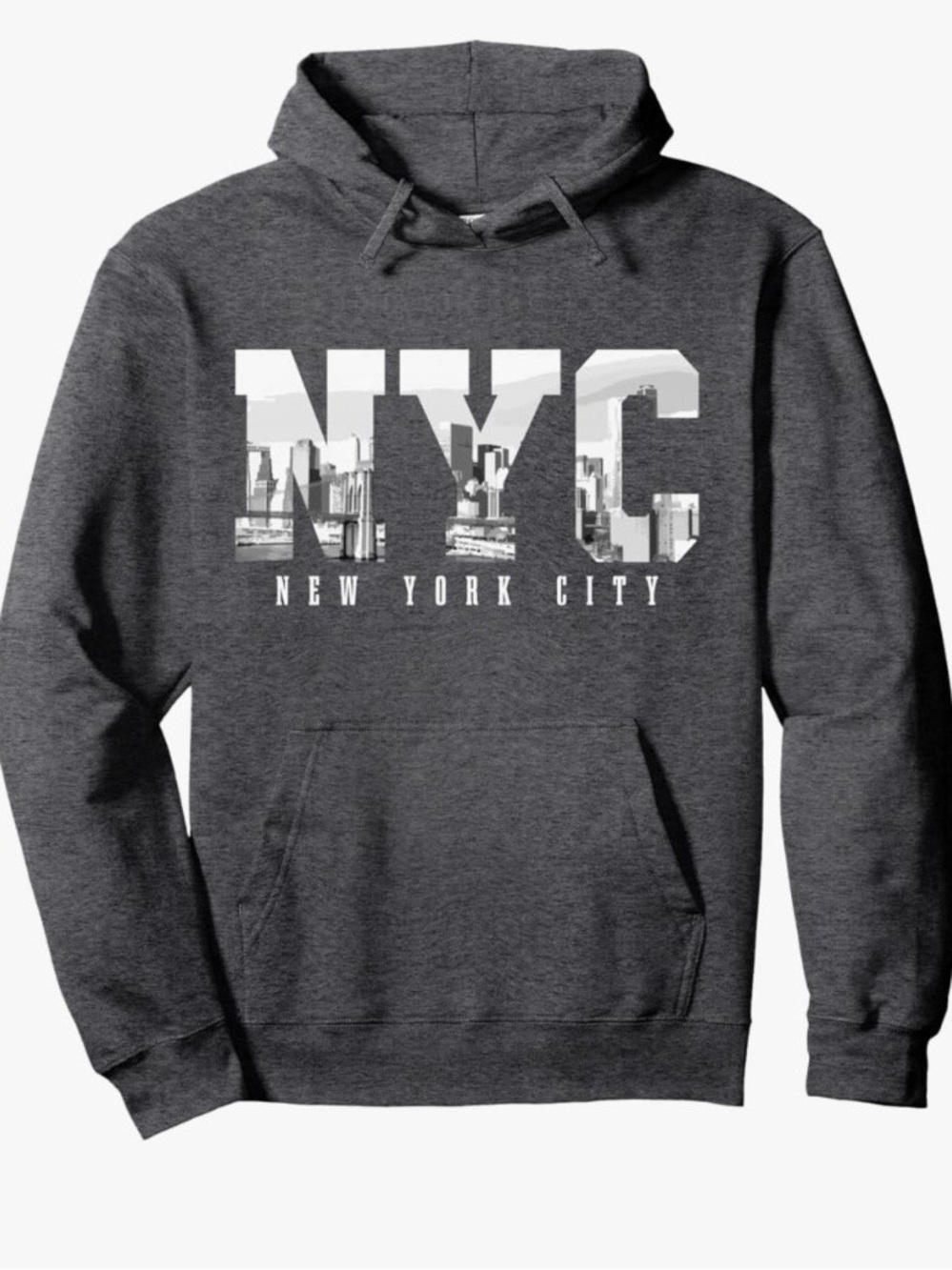 NYC Graphic Dark Gray Hoodie Sweatshirt - unisex New XXL souvenir Never worn